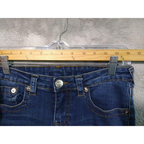 True Religion Jeans Girls 14 Blue Denim Stretch Slim Straight Savage Saloon - Picture 3 of 12